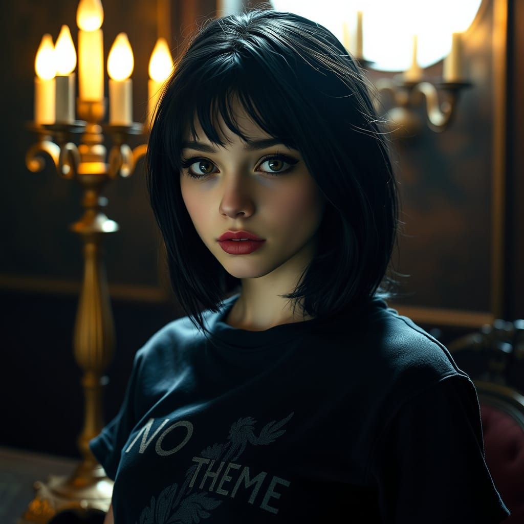 Gothic Teenage Girl in Chiaroscuro Portrait