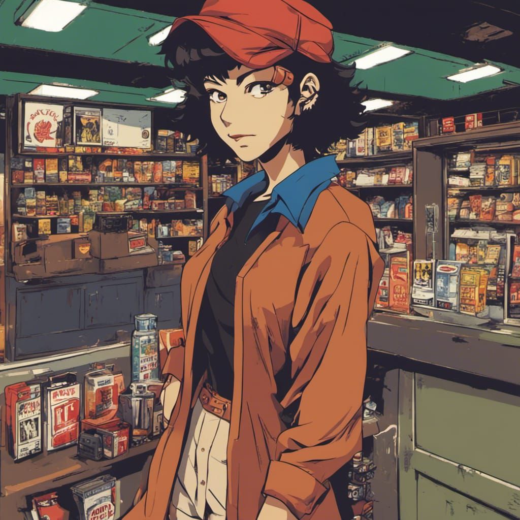 Girl at 7/11 in Cowboy Bebop Style