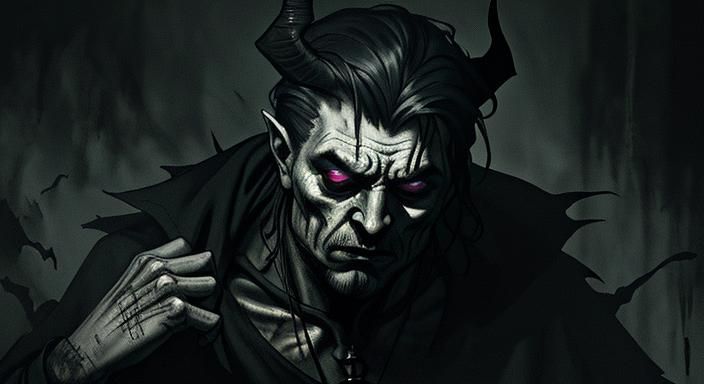 Tortured Demon Portrait in Dark Fantasy Painting