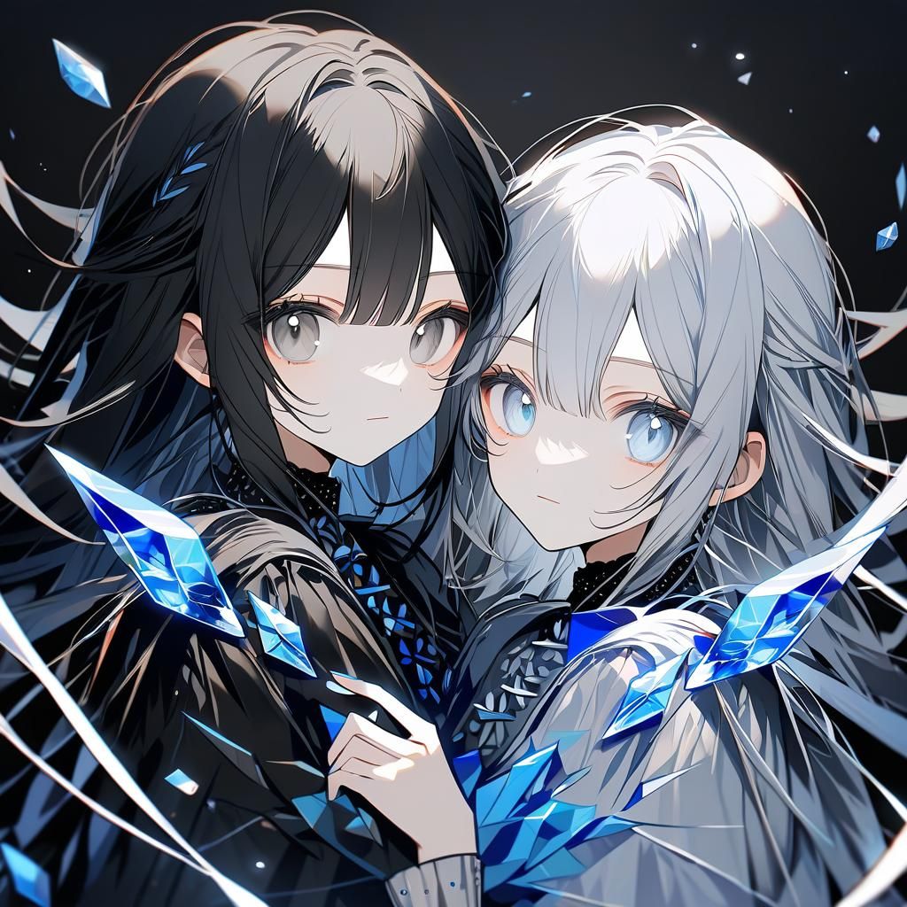 Portrait of Two Girls Hugging