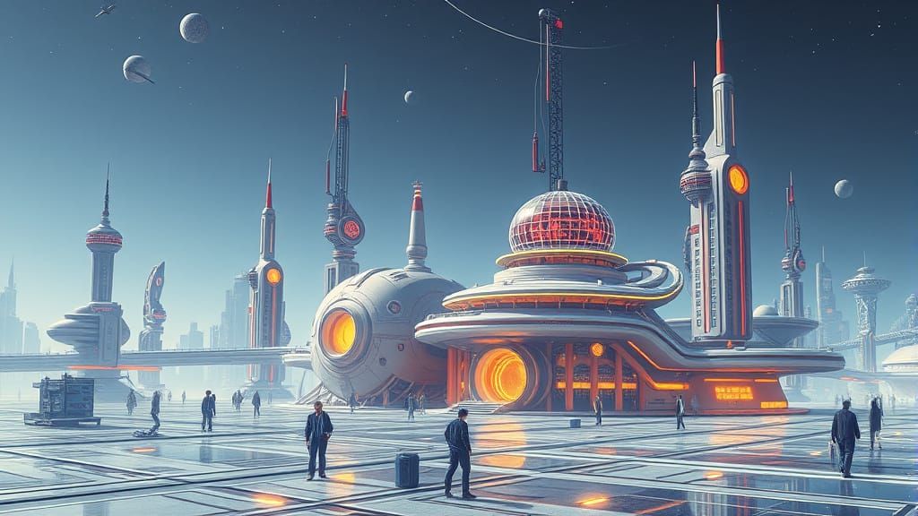 Futuristic Utopia: A Moebius-Inspired Techno Hub