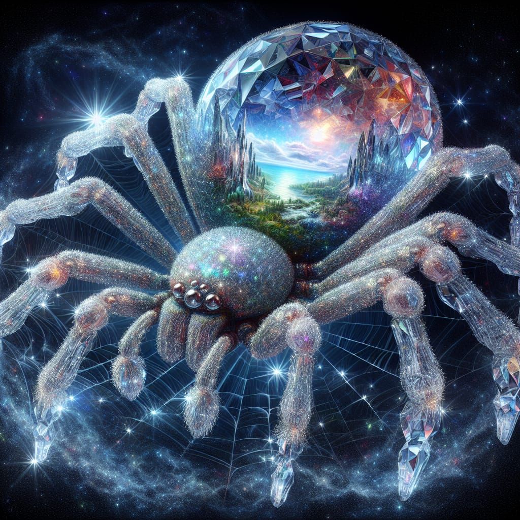 Crystal Spider with Magical Landscape