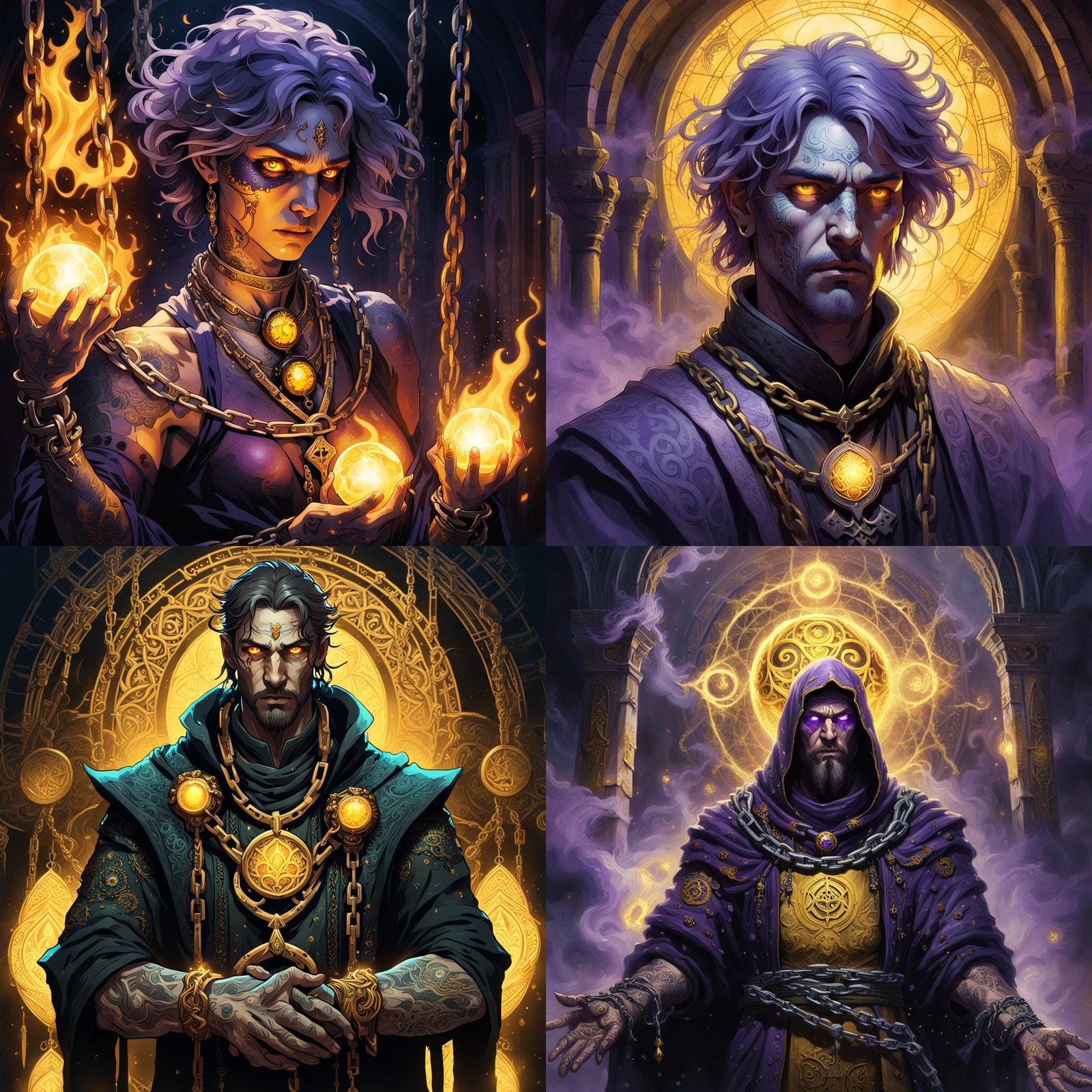 Dark Fantasy Cleric with Tattoos and Yellow Eyes