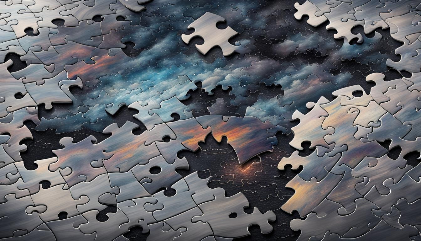 Cloudscape Jigsaw Puzzle Disintegrating: Digital Illustratio...