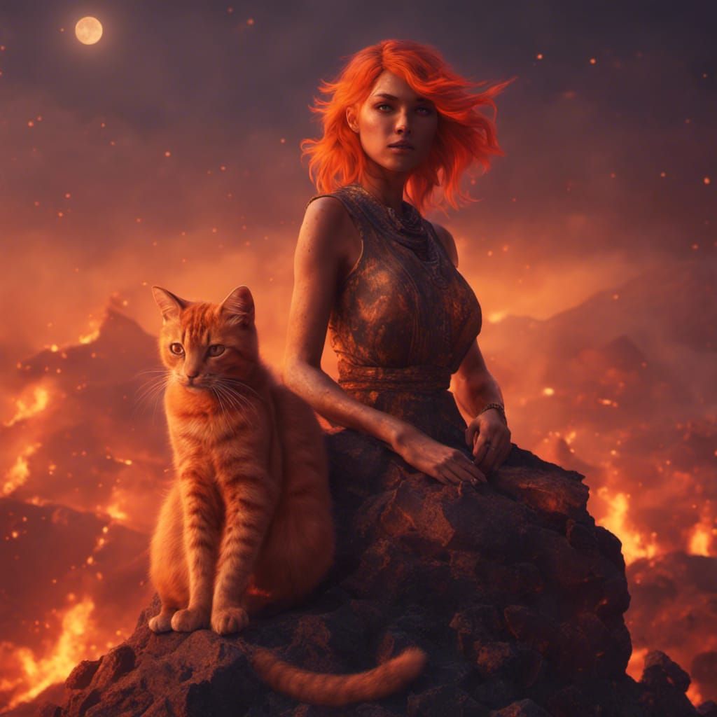 Fire Witch and her cat