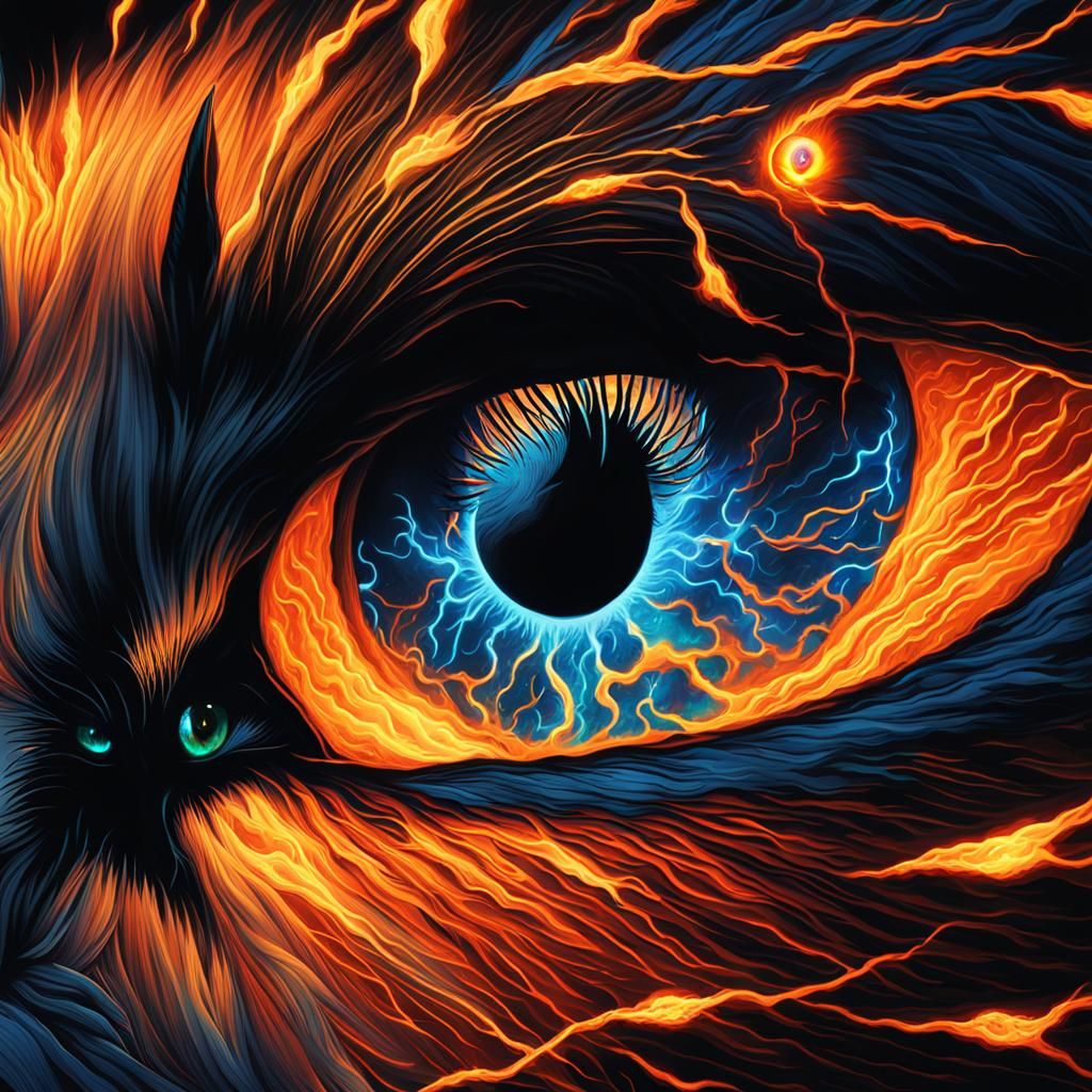 Surreal Fire Eyeball in Fauvist Style