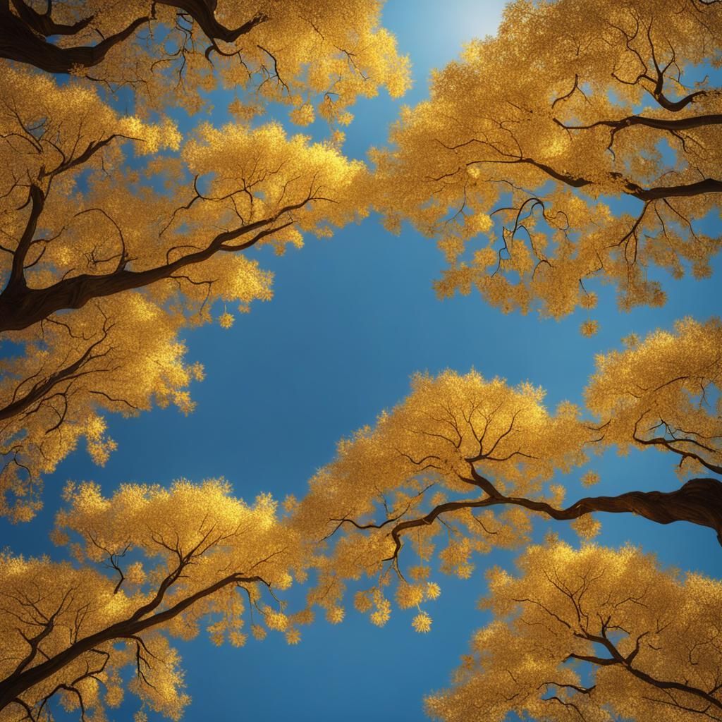 Golden Tree Reaching for the Blue Sky