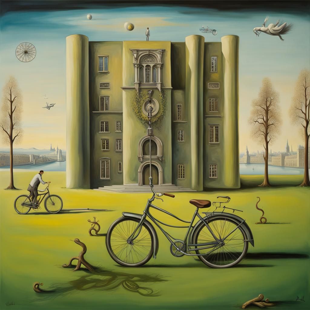 Surreal Bike in Park, Salvador Dali Style