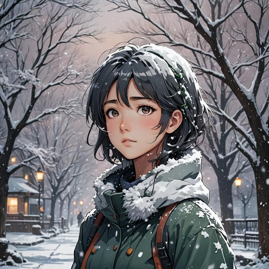 Anime-Style First Snow Scene by Studio Trigger