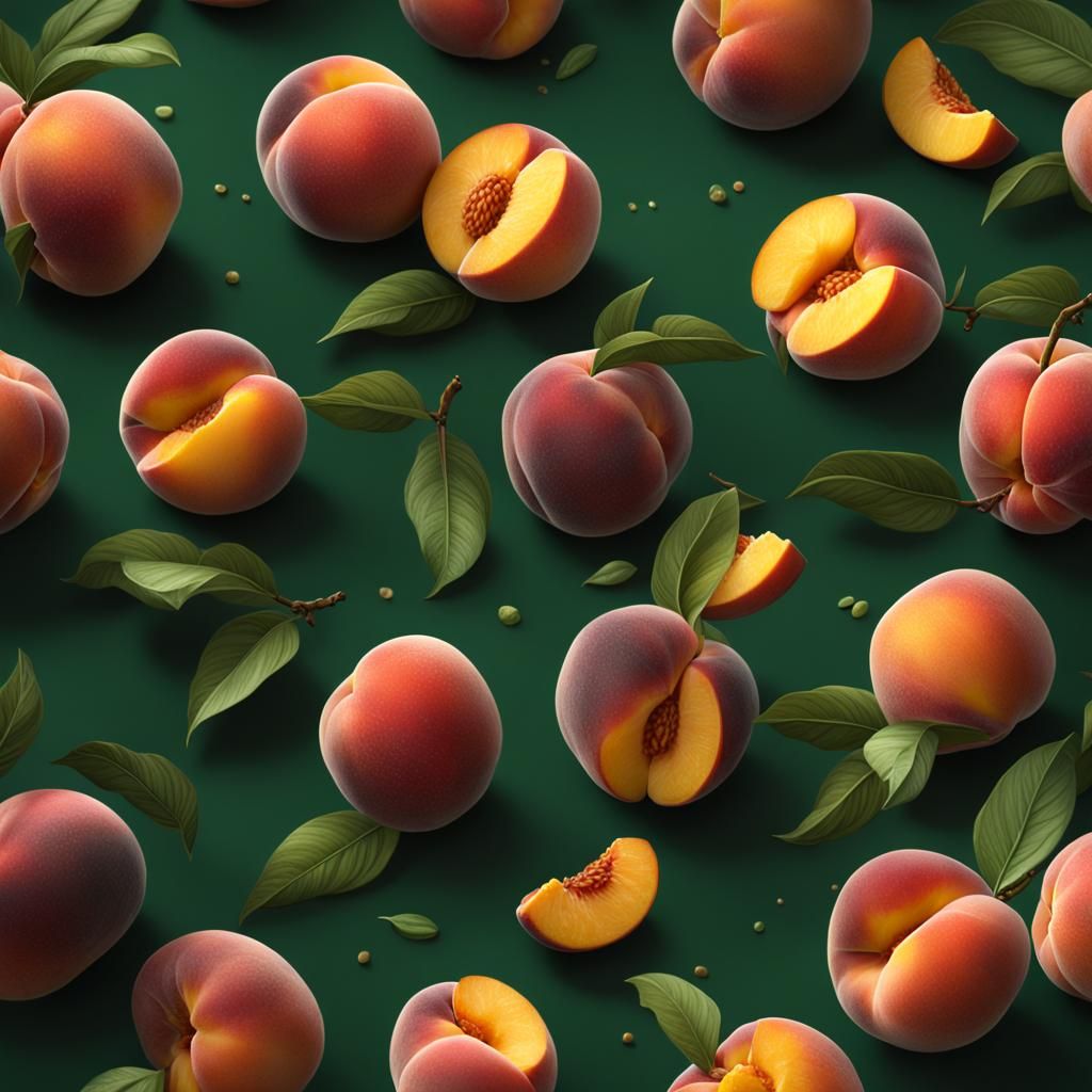 Elberta Peaches: Detailed Matte Painting in Deep Color