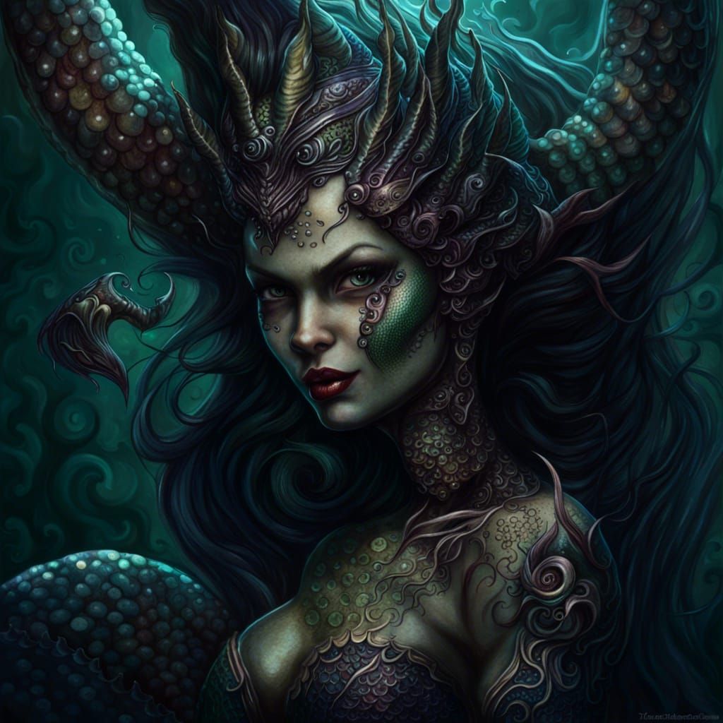 High Definition Evil Mermaid Detailed Image