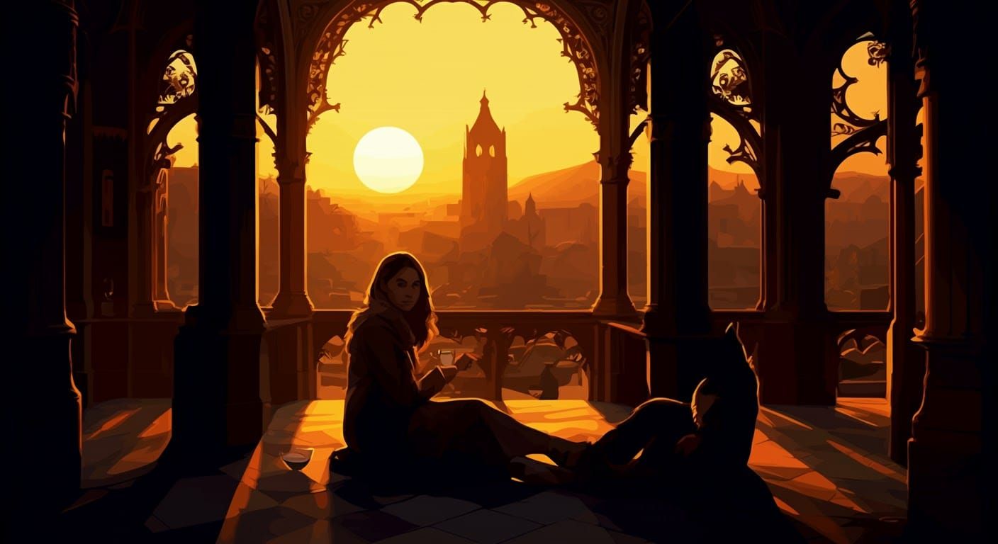 Colorful Watercolor Portrait at Golden Hour