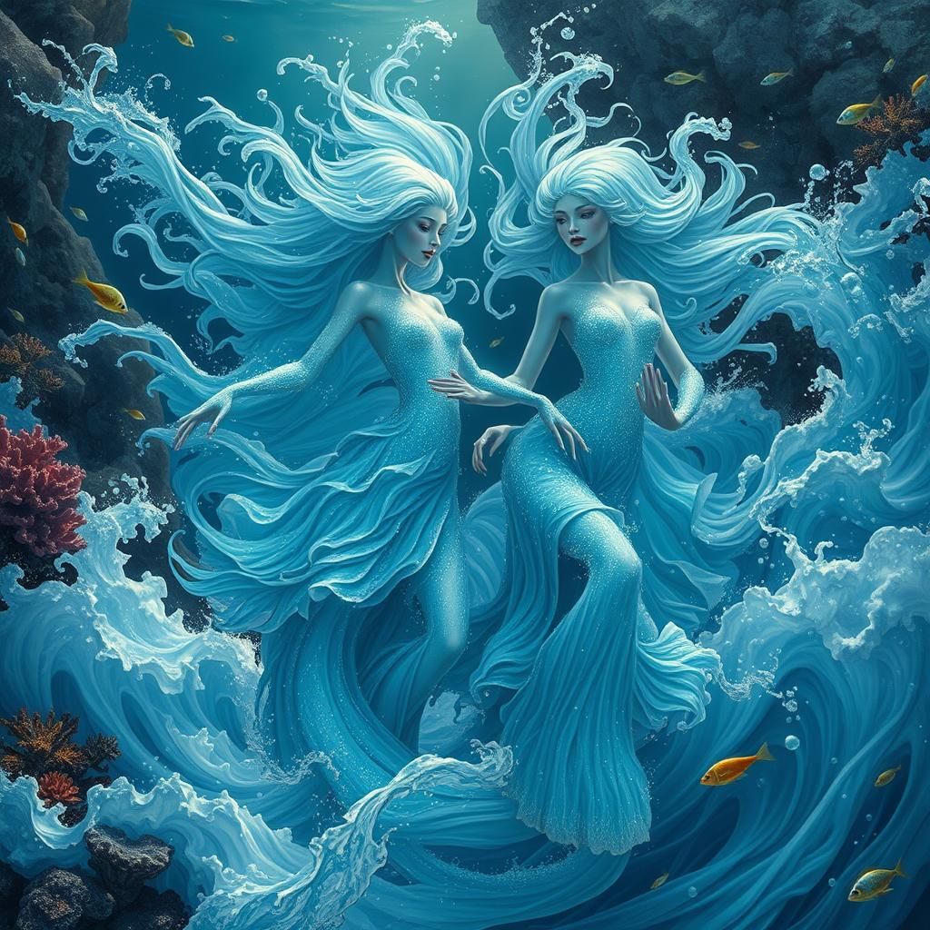 Ethereal Water Elementals Dancing in Aquatic Realm