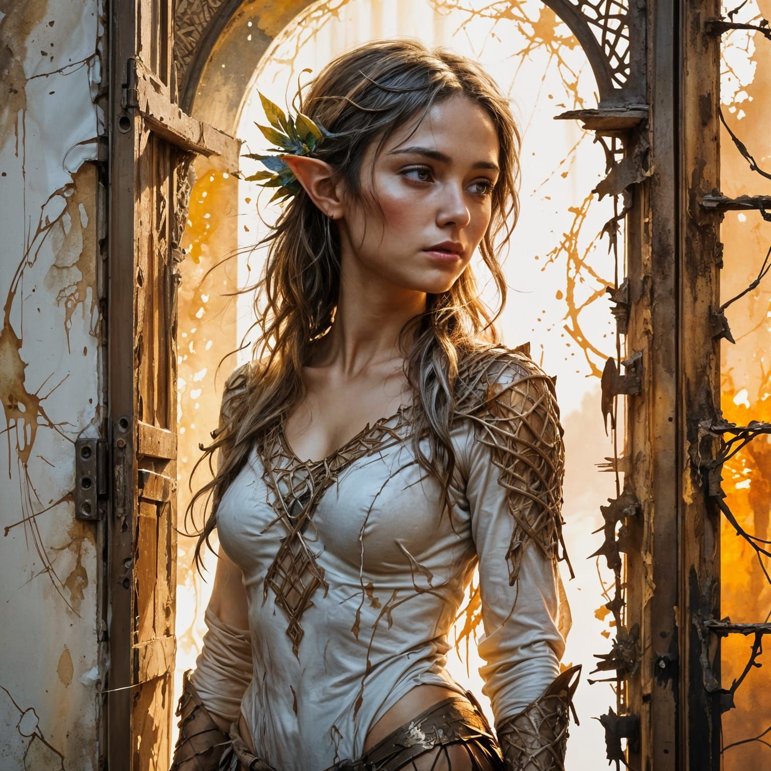 Desert Elf at Caravanserai: Watercolour Fusion