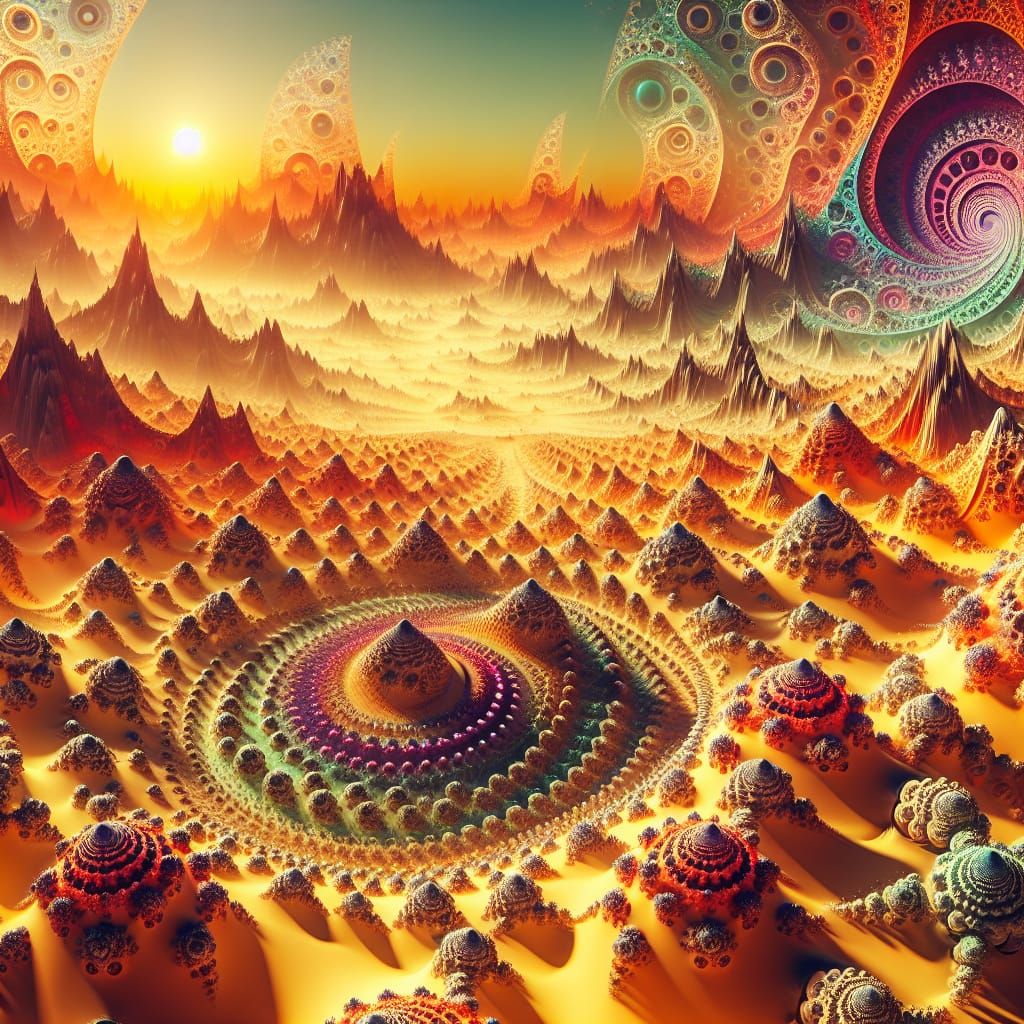 Vast Fractal Alien Desert Landscape with Sinuous Geometry