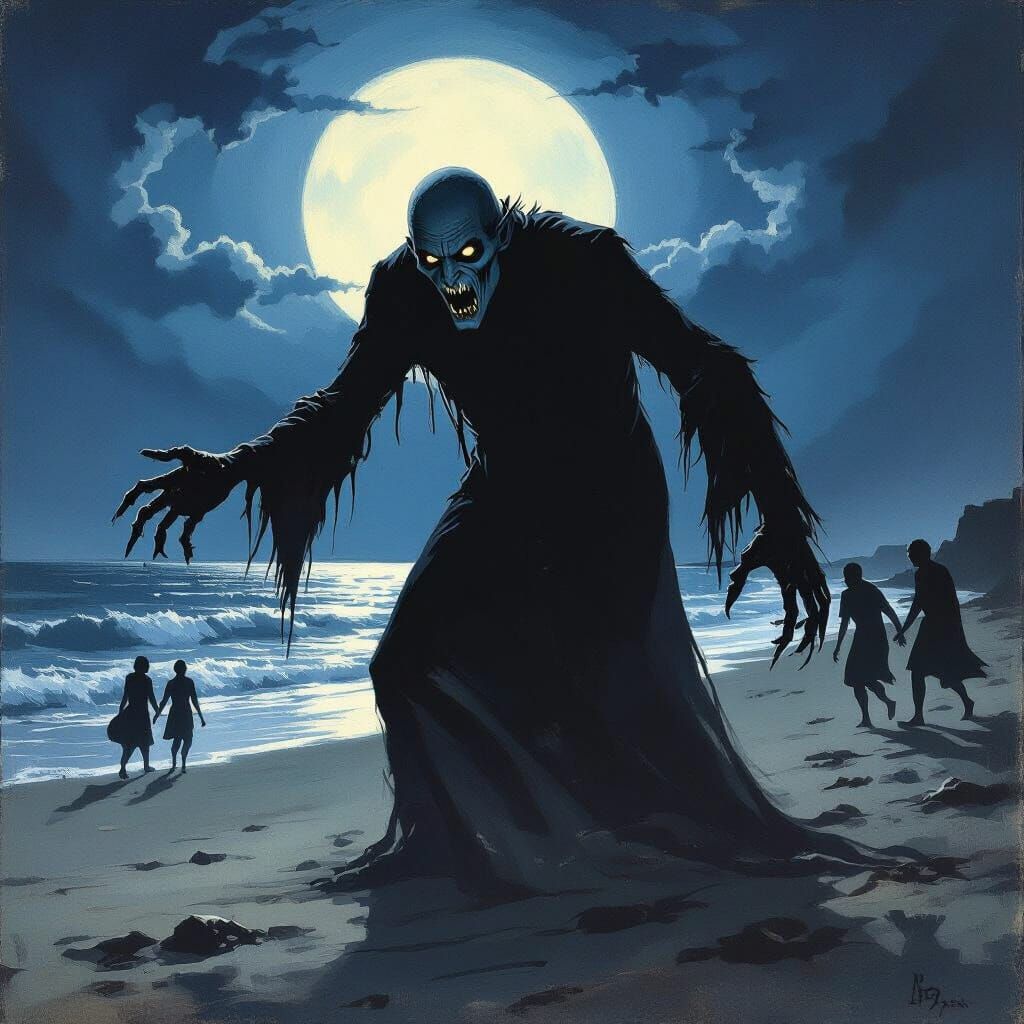 Nosferatu Terrorizes Beachgoers in German Expressionist Styl...