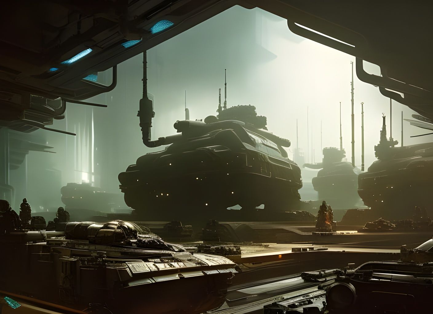 Sci-Fi Lab with Glowing Alien Embryos