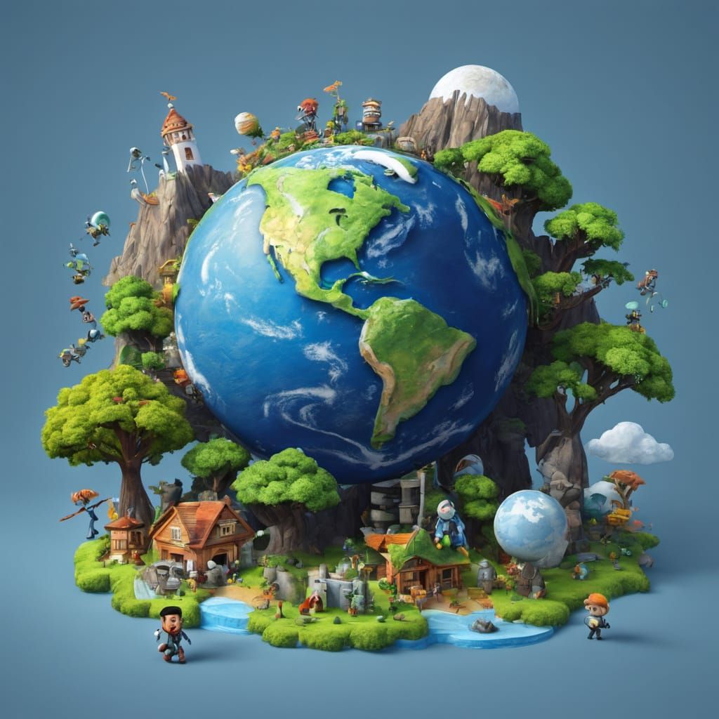 Cartoon Earth Mascot for Educational Use