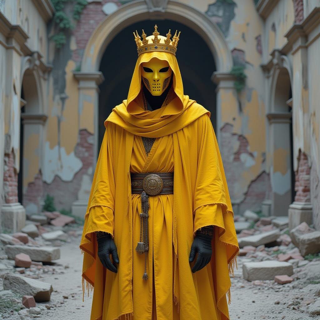 Tattered King in Abandoned Palace with Biomechanical Tentacl...