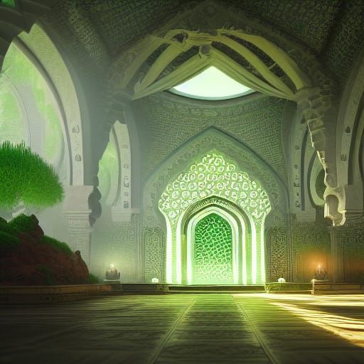 Green Masjid Detailed Matte Painting