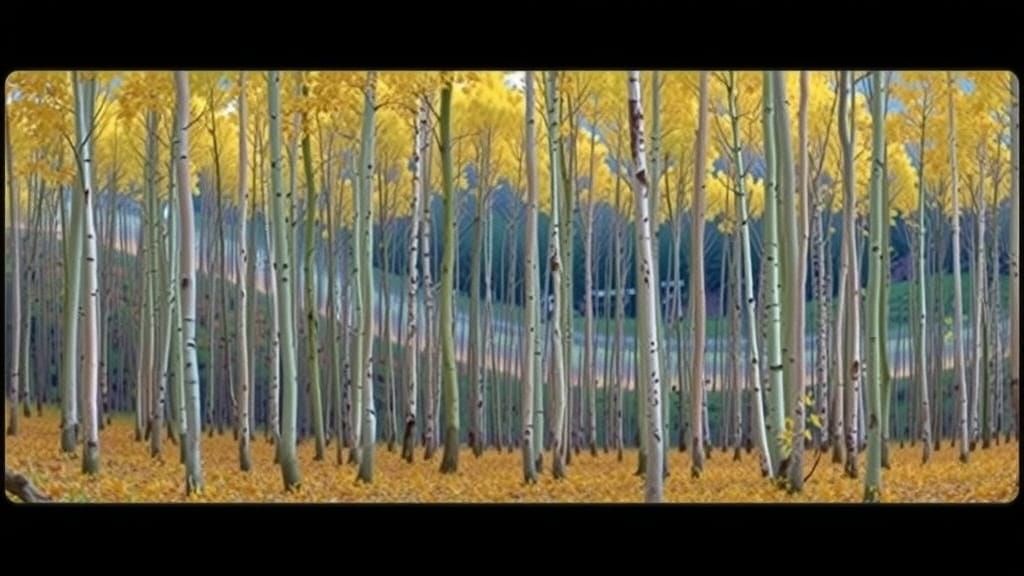 Autumn Aspen Grove Captured with Telephoto Lens