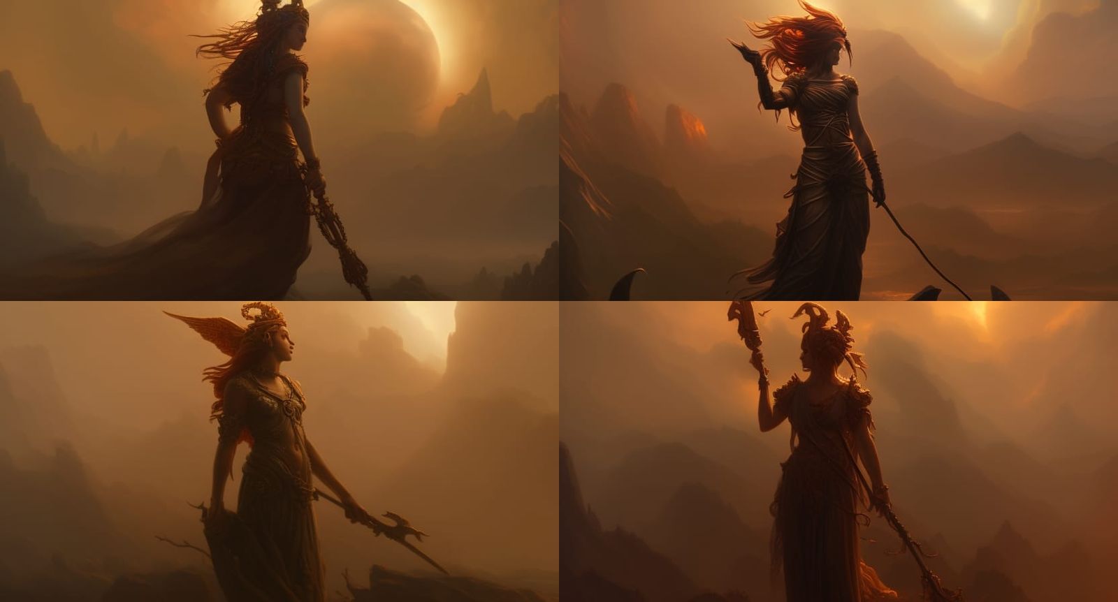 Goddess Statue at Sunset: Digital Matte Painting