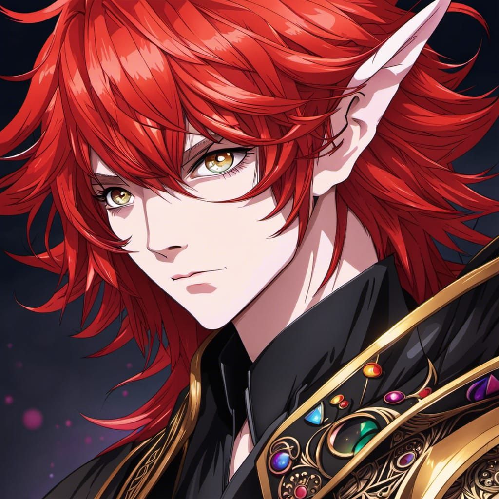 Anime Wizard Portrait with Rainbow Eyes