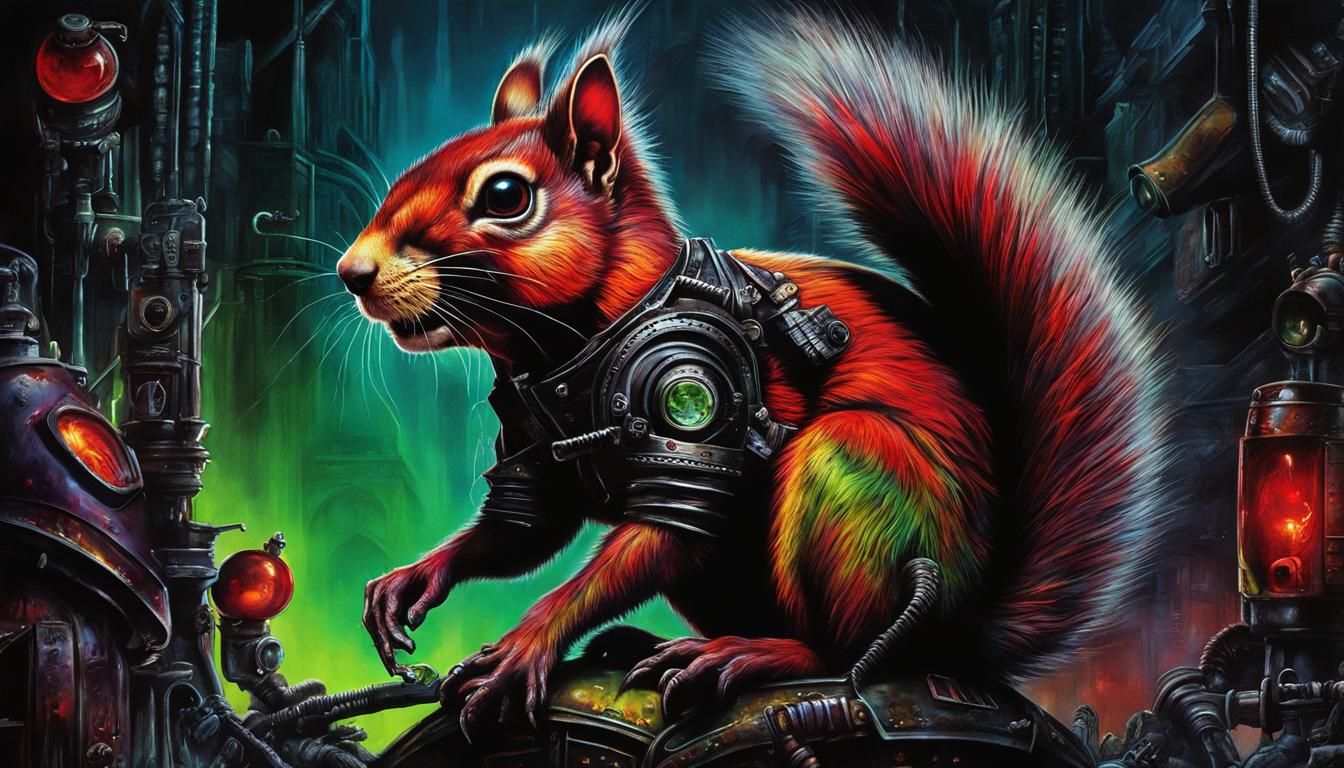 Psycho Vampire Squirrel in Giger Zombiecore Style