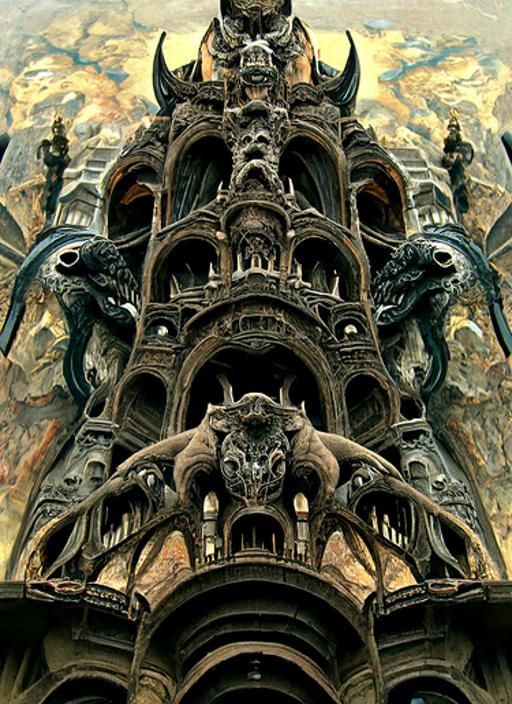 Depiction of the tower of gargoyles, by Antonio Wadim Kashin Leonid Afremov Rutkowski