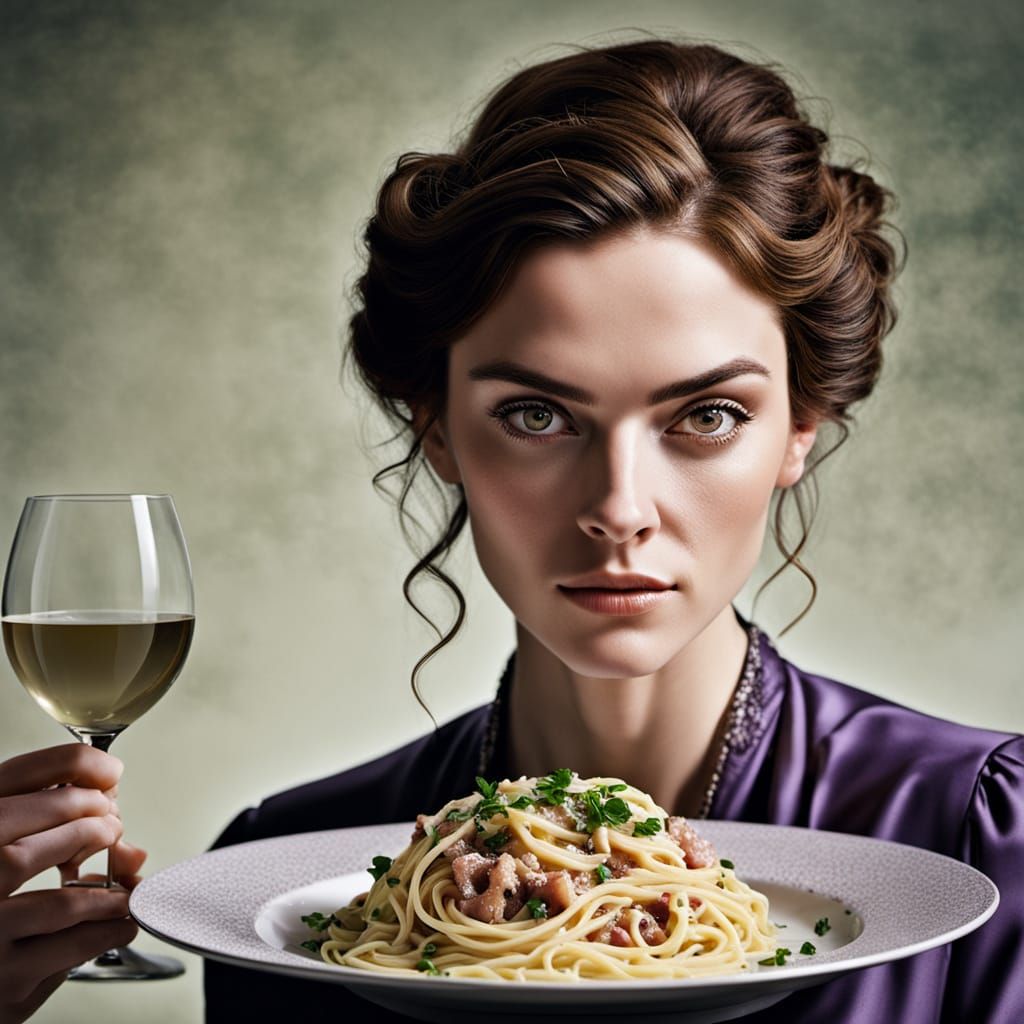 Hyperrealistic Spaghetti Carbonara Close-Up