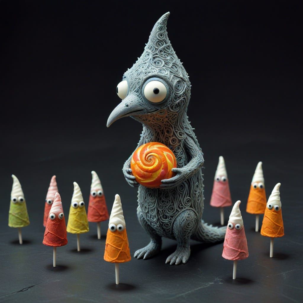Haunted Candy Creature in Dark Whimsical Style