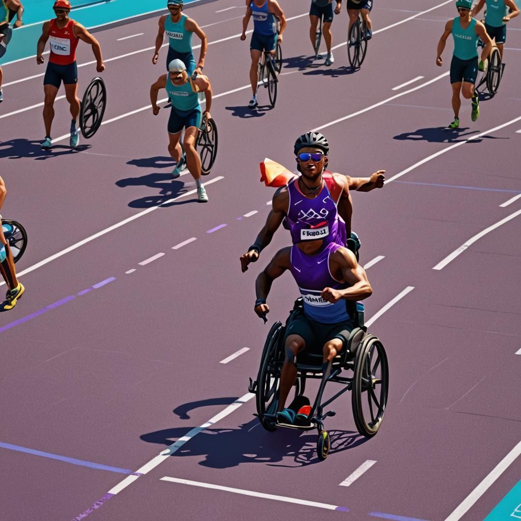 Para-Athlete Victory at Paralympics, Splash Art Style