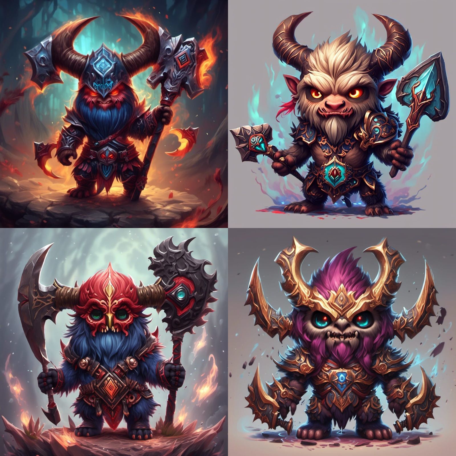 <lora:FF-Godz:1.0> Cute Chibi axe monster berserker, nightsky runes