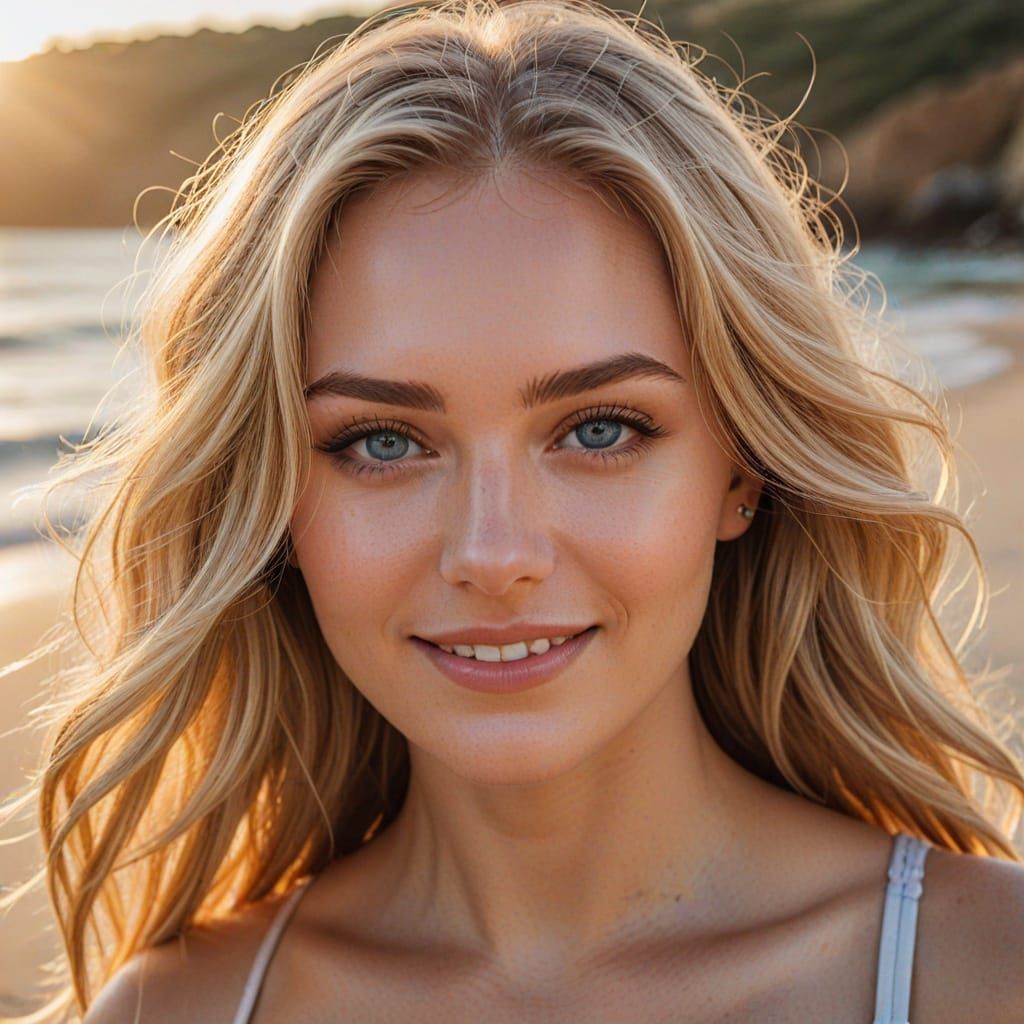 Breathtakingly Realistic Beach Goddess in Hyper-Realistic Po...