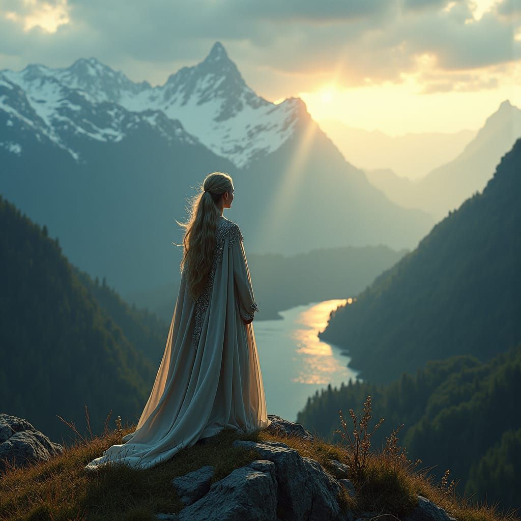 Rivendell Elf Gazing Upon Minas Tirith Landscape