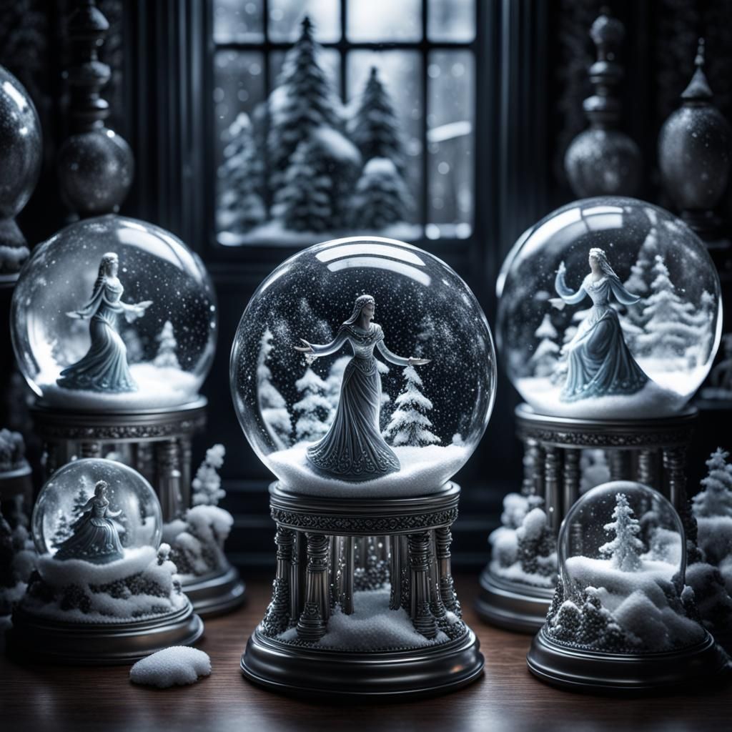 Hyperrealistic Snow Globes of the Silver Goddess