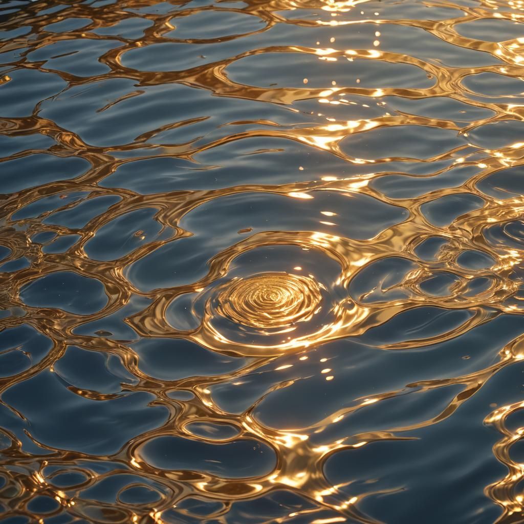 Golden Sunlight on Rippling Water: 3D Anime Art
