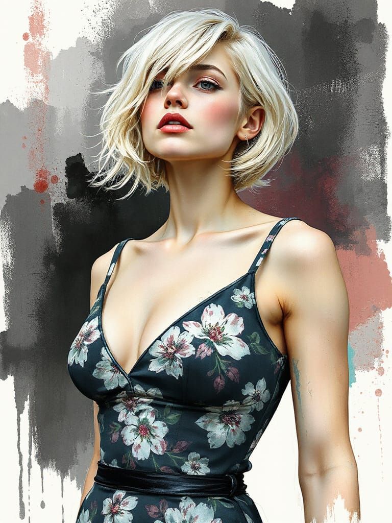 Abstract Portrait of Woman with Platinum Hair