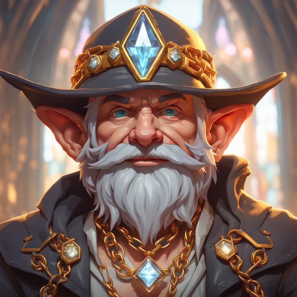 Gnome Alchemist Portrait in Hyperdetailed Style