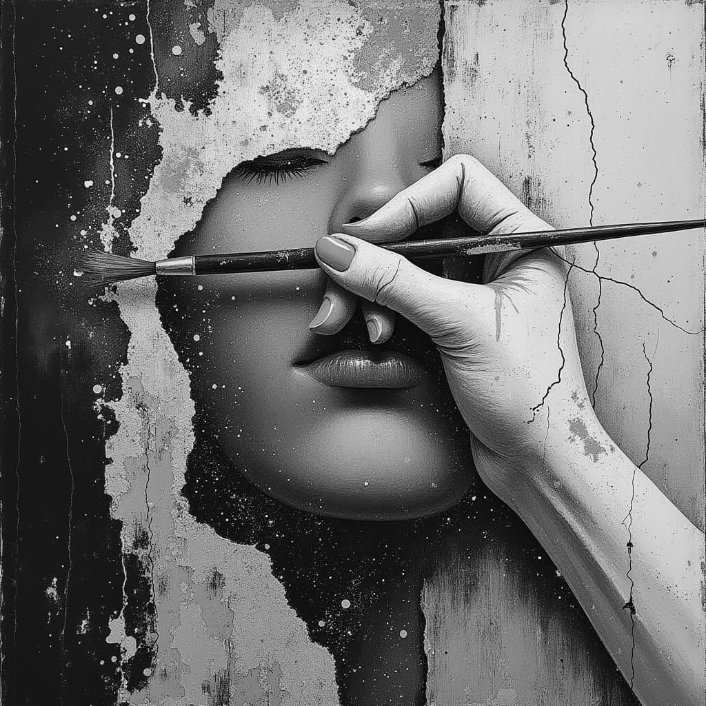 Surreal Hand Paints Itself as Hyperrealistic Art