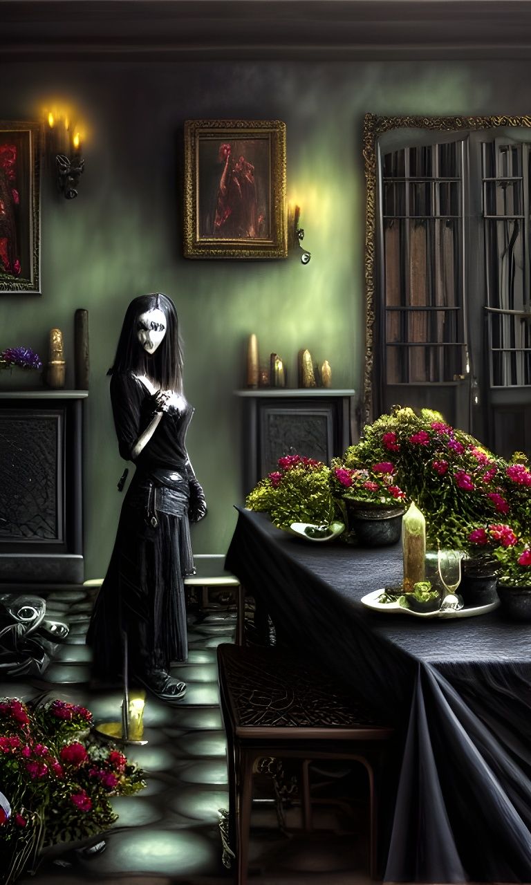 Sinister Black Roses in Grim Fantasy Style