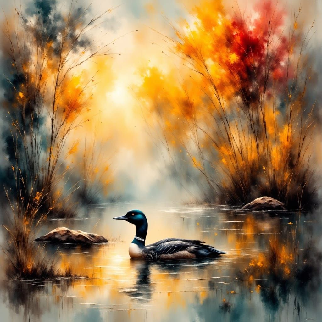 Ethereal Lakeside Scene in Expressionist Oil