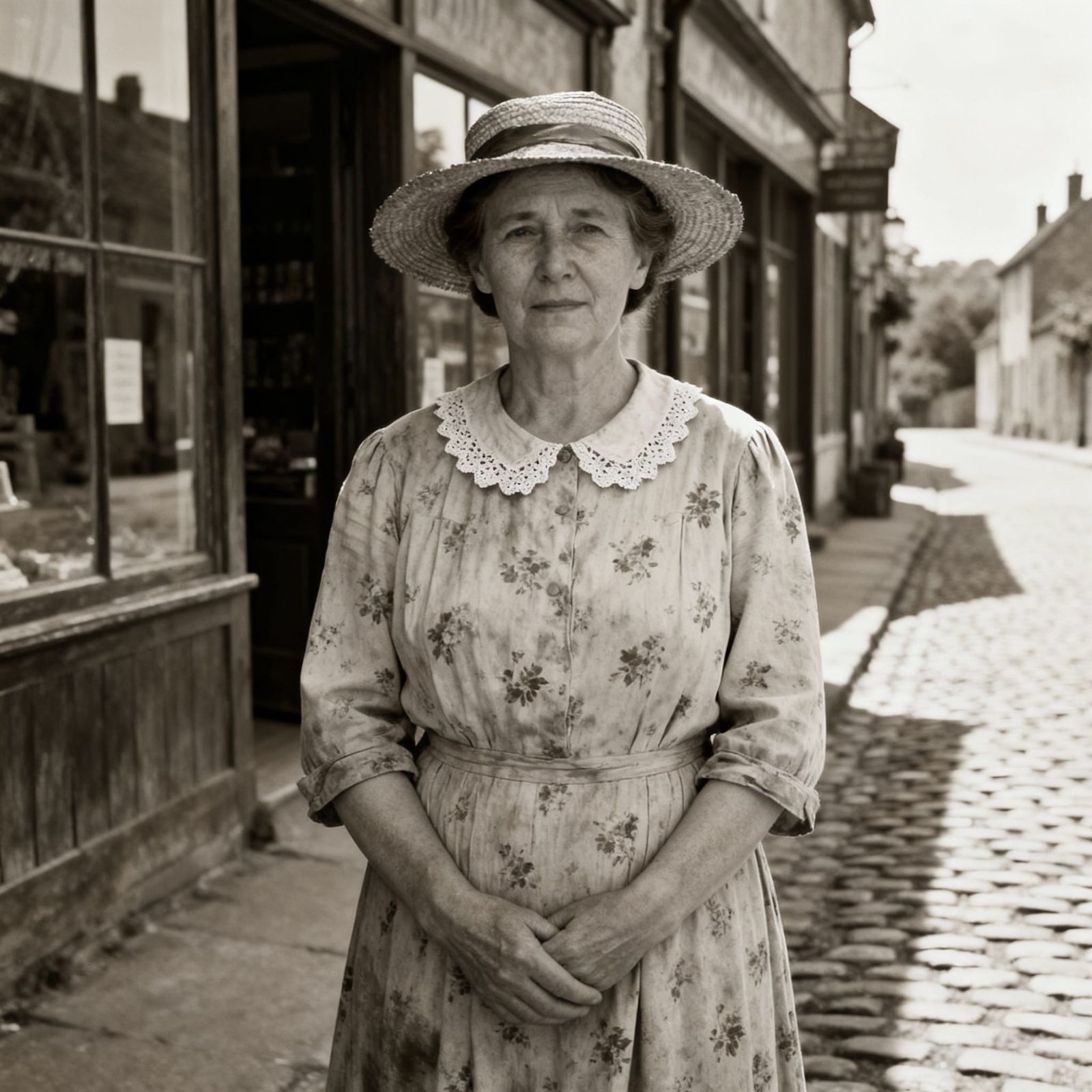 Respectable Village Schoolmistress in Early 1920s Street