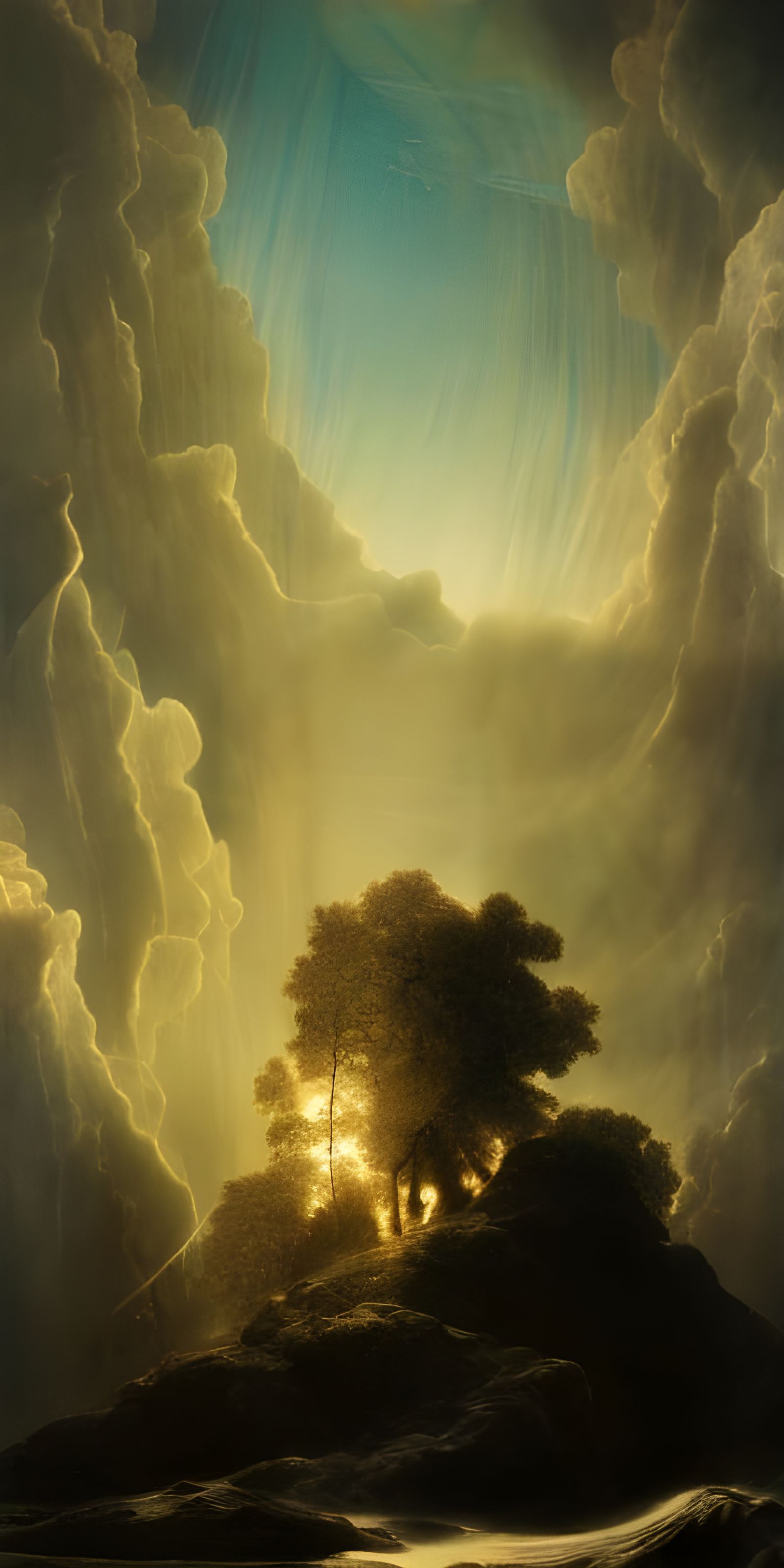 Surreal Sea Inlay Saying Good Night World