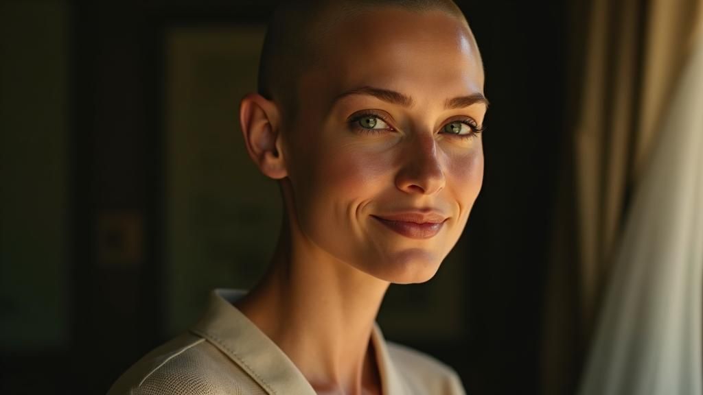 Radiant Portrait of a Smiling Bald Woman