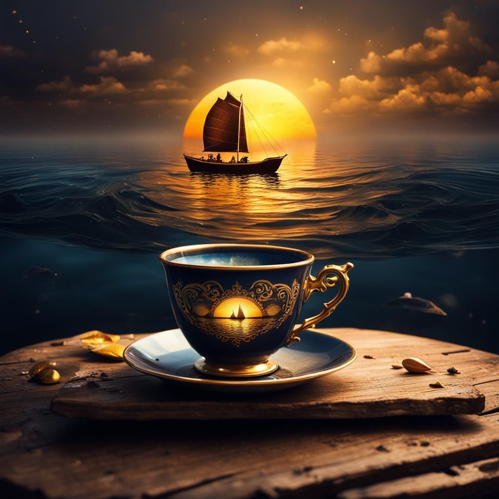 Mystical Teacup Boat at Sunset