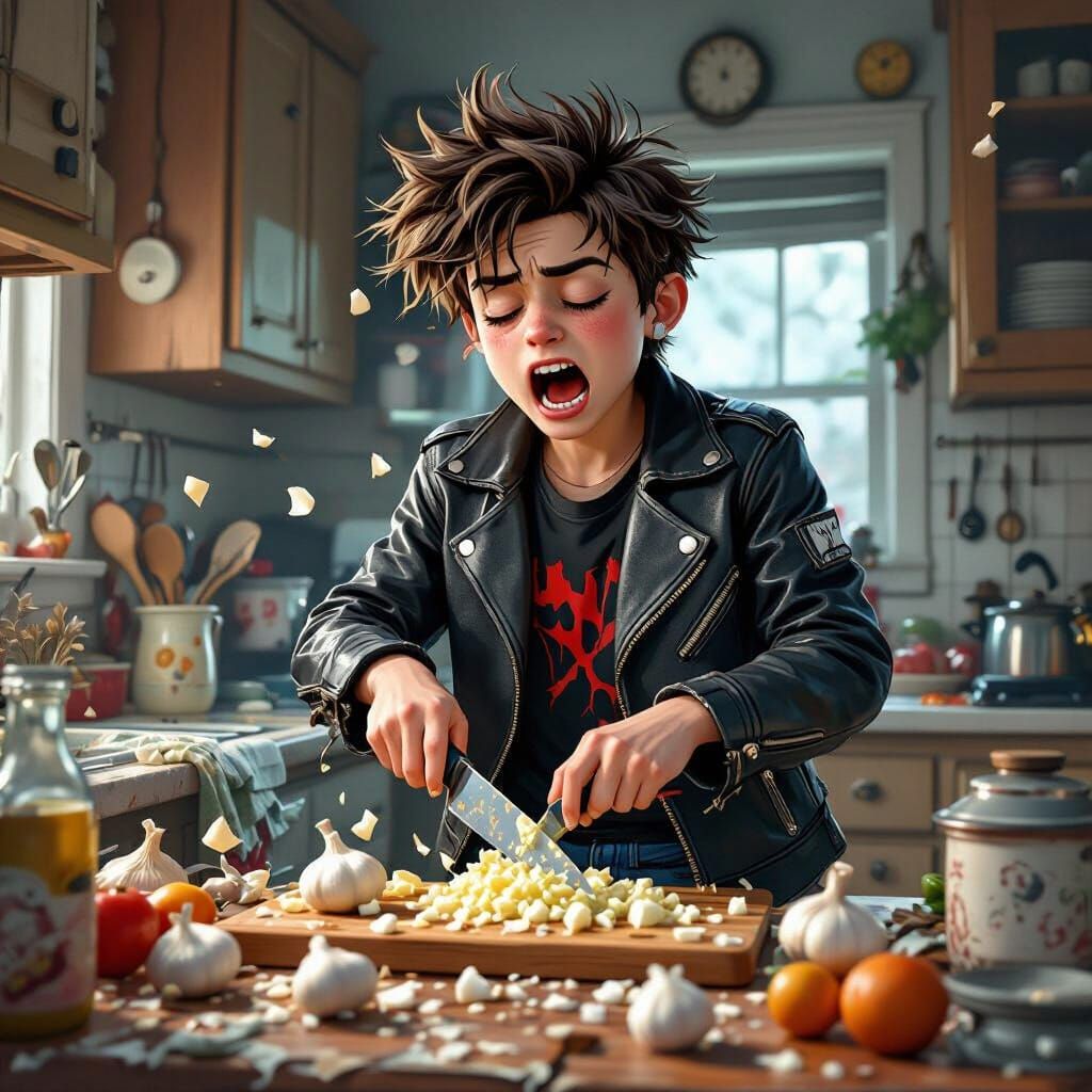 Vampire's Kitchen Calamity: A Humorous Cartoon Scene