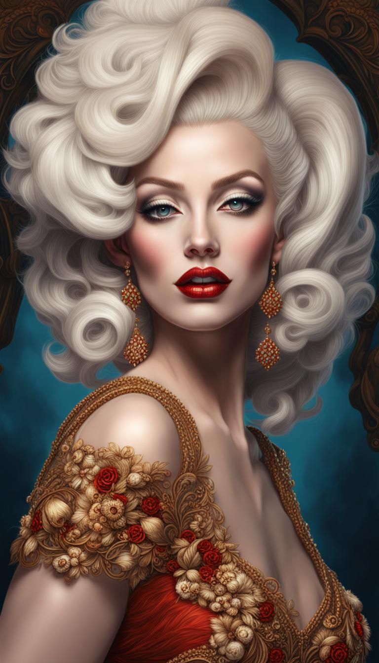 Angora Rabbit as Marilyn Monroe: Digital Art Portrait