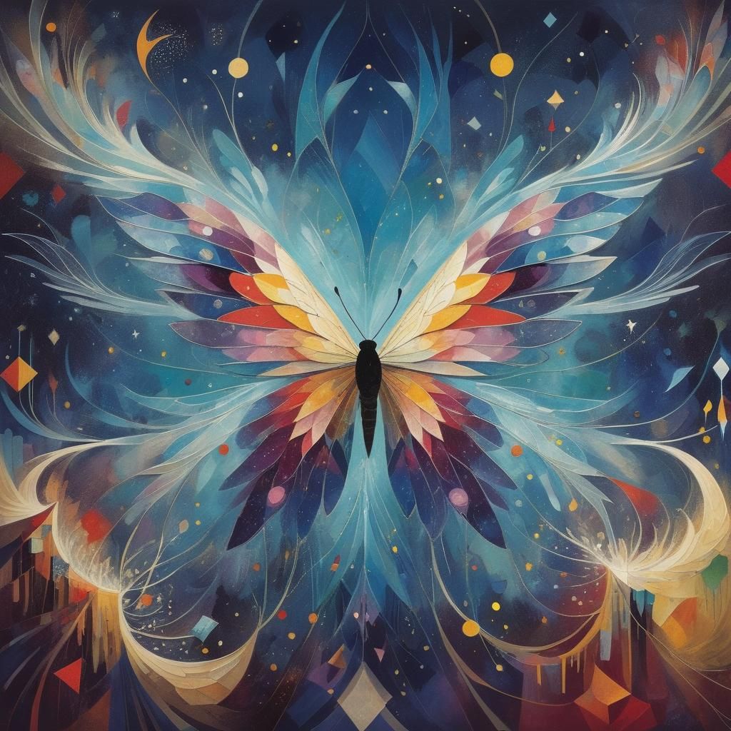 Abstract Folk Art in Klimt, Chagall Style