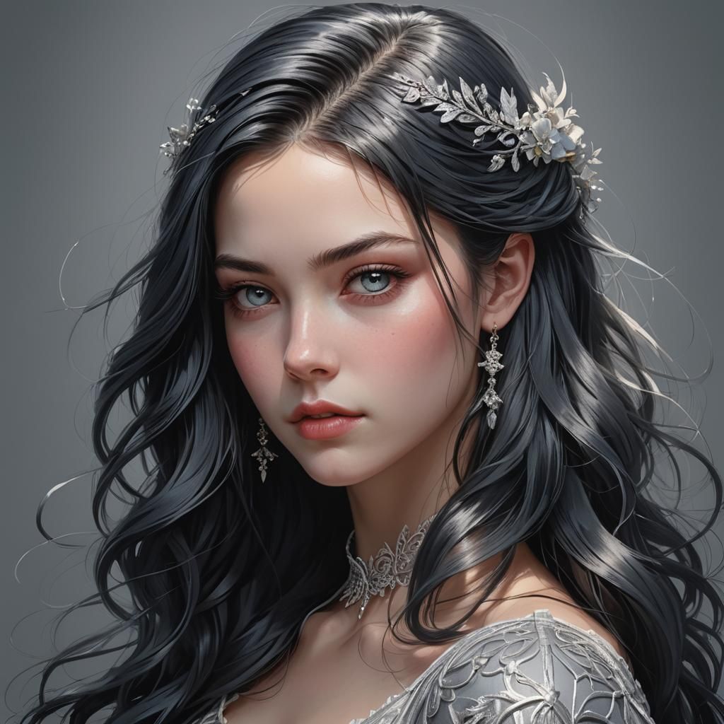 Ethereal Portrait of a Young Woman in Art Nouveau Style